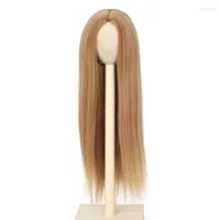 Syntetiska peruker missar u hår lång rak 8-9 "1/3 bjd msd dod pullip dollfie doll peruk center avskild diy gör tillbehör