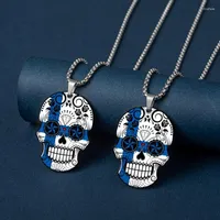Pendant Necklaces Stainless Steel Skull Necklace Puerto Rico Denmark Germany Russia Philippines Finland Colombia Netherlands Country Flag