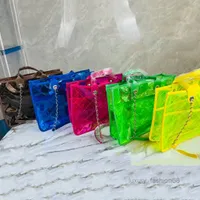 TOOT Designer Claic El Çantaları Baskı Çiçek Lazer Dazzle Renk Beach Bag Alışveriş S Kadınlar PVC Çanta Çantaları Cüzdan Şeffaf Tote Jelly Packa