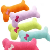 PLUSH PET Dog Puppy Sound Toys عظم شكل جرو Cat Chew Squeaky Squeaky Toy Pillow Solid Solid Five Colors 20pcs Lot308a