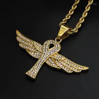 Collares colgantes Regalo de moda de hombres y mujeres 316 acero inoxidable Anka Cross de ala llena de collar dorado de diamantes