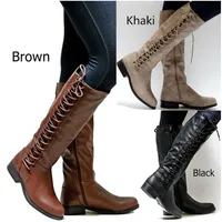 Дешевые дизайнерские женщины коленные ботинки модные ноги на низких каблуках зимние туфли три цвета