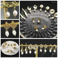 Dingle örhängen xlentag naturligt sötvatten pärla oregelbunden texturfläkt formade kvinnors födelsedagsfest enkel mode smycken ge1046k