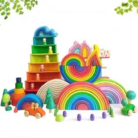 DIY 3D TROY TOYS Rainbow Building Blocks Rainbow Stacker Stor storlek Creative Montessori Eonal Toys for Children Barn 220112186s