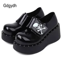 Отсуть обувь Gdgydh Devil Fashion Gothic Platform Женская петля модный уличный череп женский насосы легкие кожа японский хараджуку JNH2