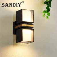 Outdoor Wall Lamps SANDIY Outdoor Wall Lamp Waterproof Garden Light UP Down Sconce Rotatable Night Light for Gate Balcony Yard 110V 220V Black Gold T220827