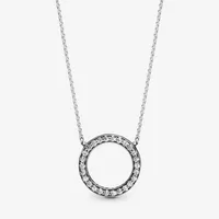 100% 925 Sterling Silver Circle of Sparkle Halskette Mode Mode Hochzeit Engagement Schmuck für Frauen Geschenke278Q