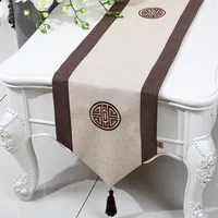 Verlengen patchwork gewoon rustieke tafel loper China stijl katoen linnen Modern eenvoudige theetafeldoek eettafel beschermende kussens 230x333169