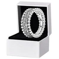 Nova faixa de pavimentos de miçangas anel autêntico 925 Sterling Silver Women Women Mass Wedding Designer Jóias para Pandora CZ Diamond Rings com conjunto de caixas originais
