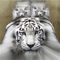 3D White Tiger Beddding مجموعات غطاء لحاف مجموعة سرير في ورقة حقيبة سرير Doona Cofts Linen Queen حجم كامل مزدوج 4pcs1878
