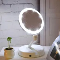 Portable LED Lighted Makeup Mirror Vanity Compact Make Up Pocket mirrors Vanity Cosmetic Mirror 10X Magnifying Glasses VT00052568