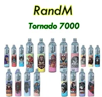 Randm Tornado 7000 퍼프 일회용 E 담배 vape 펜 스타터 키트 메쉬 코일 6 빛의 색상 충전식 정통