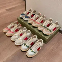 Chaussures d￩contract￩es Dirty Designer Screenner Canvas Sneakers Femmes Luxurys Classic Blue Red Stripe Casouth Cuir Cuir D￩tected Chausse