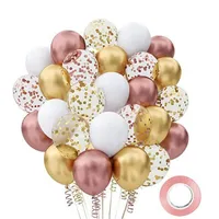 Décor de fête 12 "Balloons de latex confettis en or rose