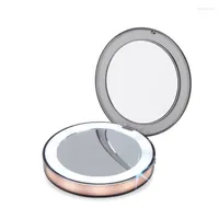 Makeup Szczotki Lustro Make Up Light Vanity powiększanie Pocket Compact Spiegel Portable z LED USB Charger narzędzie kosmetyczne