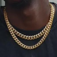 Kettingen 6mm-18 mm Hip-hop Golden Curb Cubaanse linkketting Ketting voor mannen en vrouwen roestvrijstalen armband mode sieraden