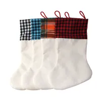 Sublimation Blank Christmas Stockings Grands porteurs de No￫l Ornements Classic DIY Craft Cadeaux d￩cor pour la f￪te de vacances en famille la veille de No￫l