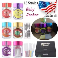 Wax Container Glass Jar Empty Bottles Baby Jeeter Infused Prerolls 2.5g Glass Dry Herb Storage With Stickers 5 Packs pre Rolling Papers Stock In USA