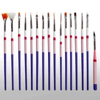 Nail Brushes 16Pcs Art Brush Liner Dotting Fan Design Acrylic Builder Flat Crystal Painting Drawing Carving Pen UV Gel Manicure To273G