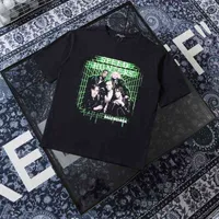Camiseta de grife Baleciga Trendência da moda Paris coreana banda virtual speed caçador preto verde de manga curta Men e mulheres amantes