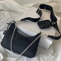 Top women&#039;s nylon three-piece cross-body bag of luxury designer fashion shoulder Tote Chain old school purse canvas messenger bag