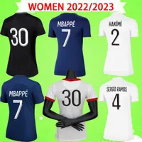 2022 2023 Mulheres Jersey de futebol MBAPPE Paris Quarto 3ﾺ 4ﾺ Lar Terceiro Hakimi Sergio Ramos 22 23 Camisas de futebol femininas Di Maria Girls