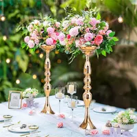 Other Event Party Supplies Metal Candle Holder Wedding Flowers Vases Simulation Silk Flower Ball Candlestick Centerpieces Home Table Decor 220829