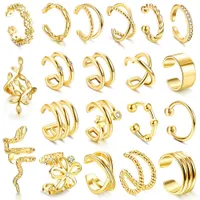 Ohrmanschette einzelne Manschetten Ohrringe für Frauen nicht piercing goldene Blume CZ Helix Knorpel Clip auf Wrap Girls Amlhf