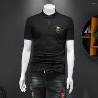 Erkek Tişörtleri 2022 Kısa Kollu Yaku Gömlek Büyük İşlemeli Yarım Erkekler Qiantang 6016-81862-P65 Sahte Model Siyah