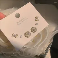 스터드 귀걸이 동백 여자를위한 귀걸이 빈티지 보우 진주 보석 2022 트렌디 한 낭만적 인 귀여운 패션 액세서리 선물