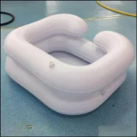 Baignoires plateau de shampooing au lit Conditionneur de soins aux personnes ￢g￩es handicap￩s PVC PVC Portable Basin de lavage de cheveux gonflables avec Zlnewhome DH2JQ