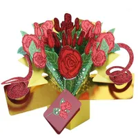 3D Rose Greeting Card 3D POPP UP GLITTER ROSE CARTER FOR VALENTINE GIMIST1260U