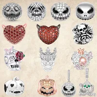 925 Silver Bead Fit Charms Pandora Charm Bracelet Halloween Heart Angel Demon Charmes Ciondoli DIY Fine perles bijoux