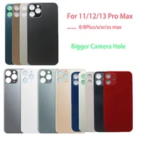 50Pcs Back Glass with big hole housing for iphone 8 Plus XS XR 11 12 13 Pro Max SE battery Cover Rear Door Case Replacement324h