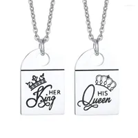 Colares de pendentes 2pcs sua rainha seu colar de casal rei Presente de aniversário de aço inoxidável Coroa do dia dos namorados para enfeites de joias de amantes