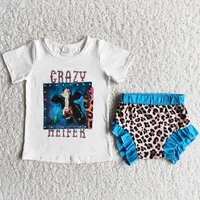RTS Fashion Kid Designer Girl Girl Toddler Baby Infant Girls Clothing Bummies Sets Summer Short Sleeve Leopard Cow Print Boutiqu2755