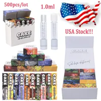 USA Stock Cake Cartridge Atomizers 1ml Full Glass Vape Cartridges Packaging Thick Oil Dab Pen Vaporizer Empty Carts For E Cigarettes 10 Strains