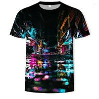Men's T Shirts 2022 Cannery Palm Tree Graphic for Men Fashion 3D Starry Sky Print T-Shirt Discal