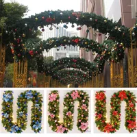 Decorative Flowers Christmas Decorations For Home Artificial Plant 2.7M Pine Rattan Garland Wreath Year 2022 Party Decor Xmas Gift