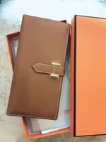 Lyxdesigner Kvinnors långa plånbok Bearn Coin Purse Leather Card Holder Mens Ladies Gift Key Pouch With Box Cardholder Plånböcker 7A Kvalitet Passhållare Kort