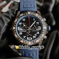 Endurance Pro 44 Miyota Quartz Cronógrafo Men's Watch X82310D51B1S1 Aço PVD Todos os marcadores de grande número preto marcadores de borracha azul268q200p