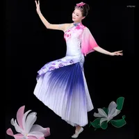 الفساتين غير الرسمية مجموعة رائعة Cheongsam Classic Female Summer Summer Simbrella Dance Jianggnan Folk Stage Performance Adult