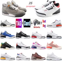 Homme femme basketball chaussures Jumpman 3 Cardinal Red Pine Green Racer Blue Cool Grey Gray Hall of Fame Court Purple Laser Orange Mens Trainers Outdoor Sports Sneakers With Box