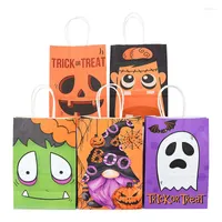 Gift Wrap 6PCS Halloween Trick Or Treat Candy Bags Pumpkin Ghosts Paper For Snack Packaging Supplies