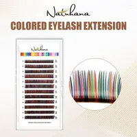 False Eyelashes NATUHANA Mix Color Lashes Extensions Colorful Mink Fake Individual Rainbow Colored 8-14mixed Makeup Cilios