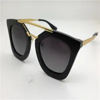 Óculos de sol inteiros SPR 09Q Cinema Sunglasses Coating Lens Lens Lente Vintage Estilo Quadrado Quadro Gold Middle Women Des2472