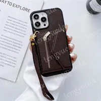 Designerkortshållare Telefonfodral för iPhone 14 13 12 11 Pro Max Leather Wallet Phone Cover med Samsung Galaxy S22 S21 Ultra S20 Plus
