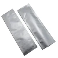 Silver Open Top Pure Aluminum Foil Bag Long Metallic Mylar Foil Food Package Bags Heat Sealable Coffee Powder Bean Water Needle Storage182u