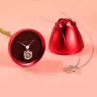 Colliers pendants zircon cubique rond battant coeur cz star pour les femmes Box rose Boîte de la Saint-Valentin Tanabata Jewelry cadeau