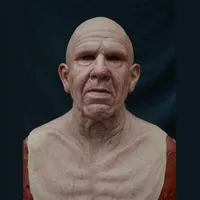 Wig Old Mank Mask Halloween Full Latex Face Heaer Horror للعبة Cosplay Prom Props 2020 New X0803313F